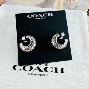 oach Signature Quilted Chunky Hoop Silver earrings